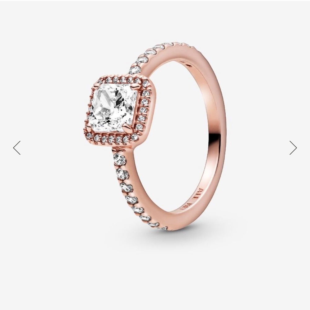 Pandora 14k Rose Gold Plated Square Sparkle Halo Ring